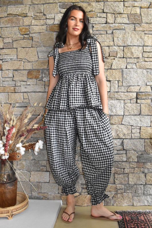 Nonni Gingham Bloomer Pant Black